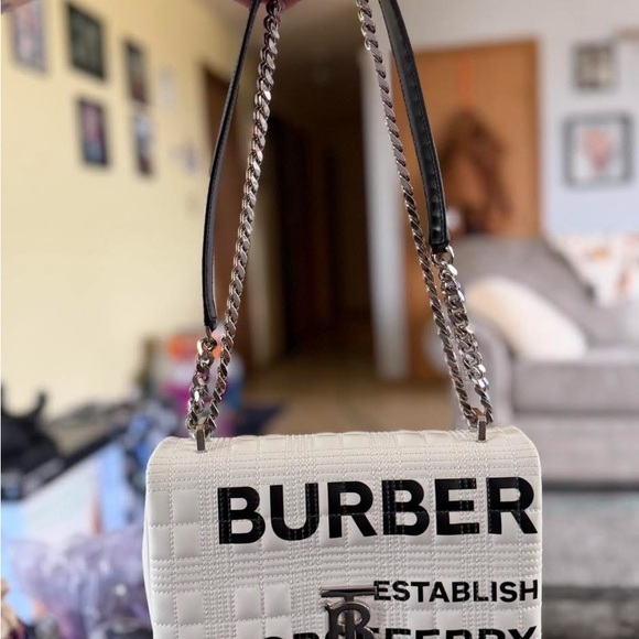 Burberry Black and White Shoulder Bag with Newspaper Print - Picture 1 of 2